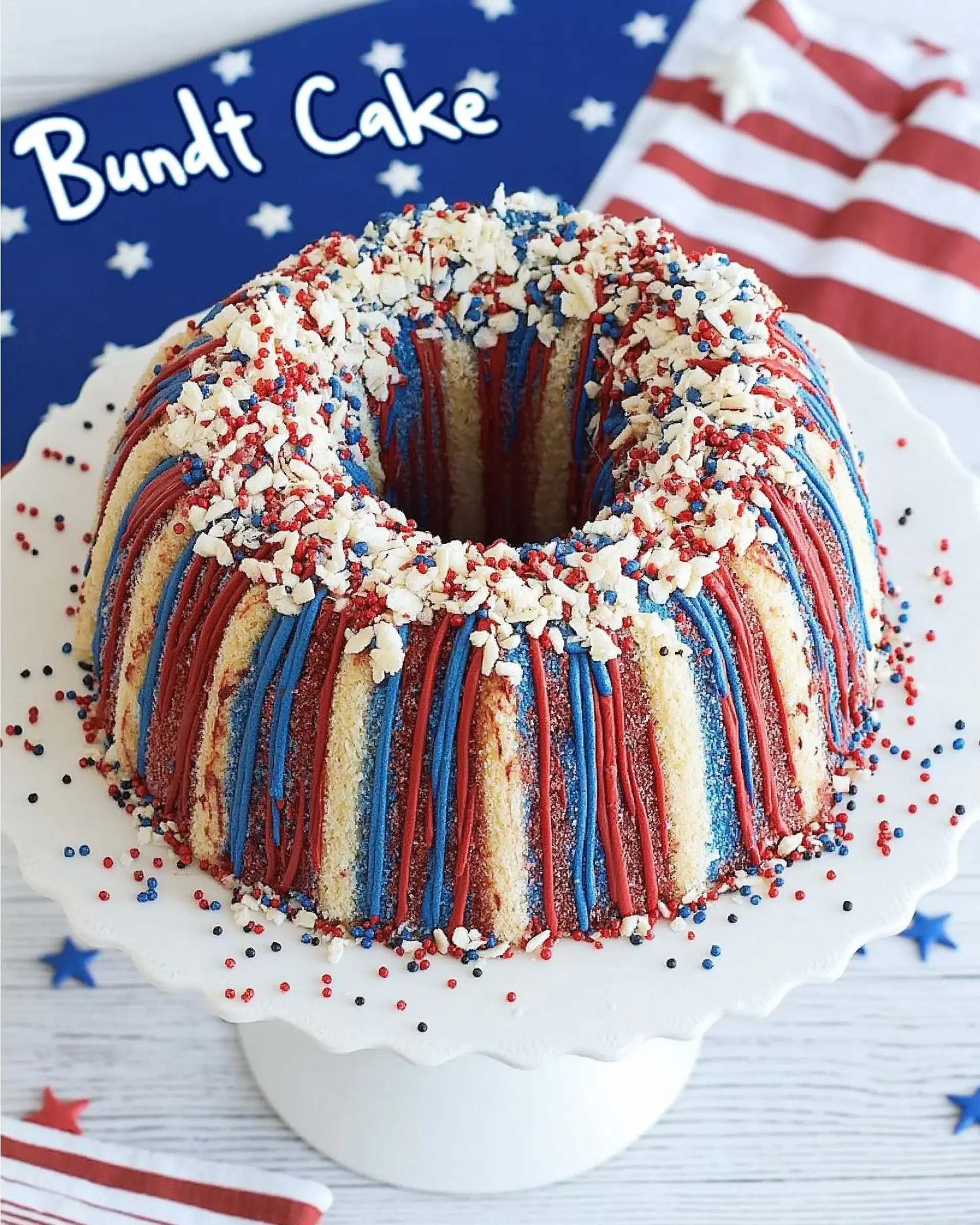 Red, White & Blue Krispy Treat “Bundt Cake” Recipe!