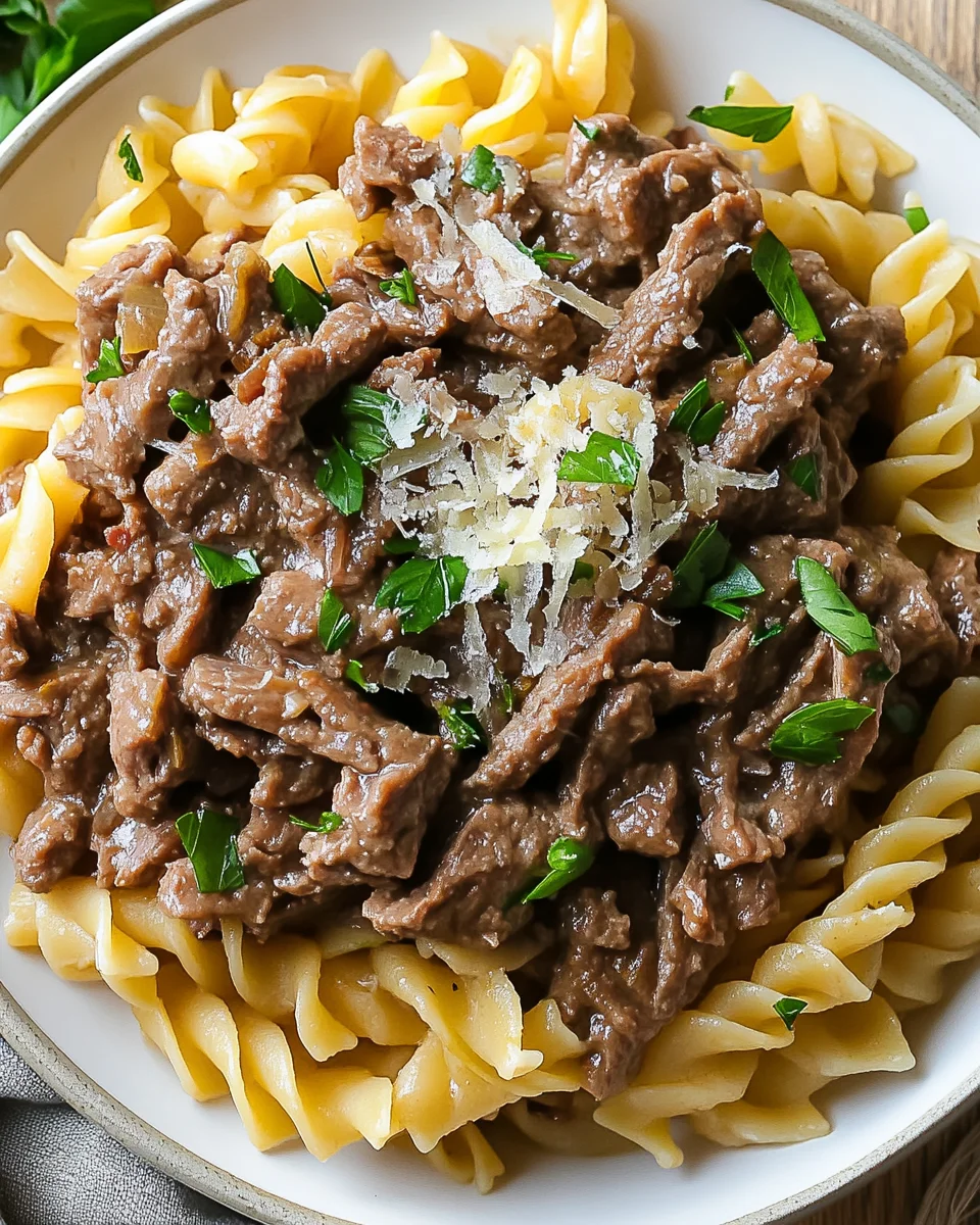 Easy and healthier garlic beef pasta you'll love today!