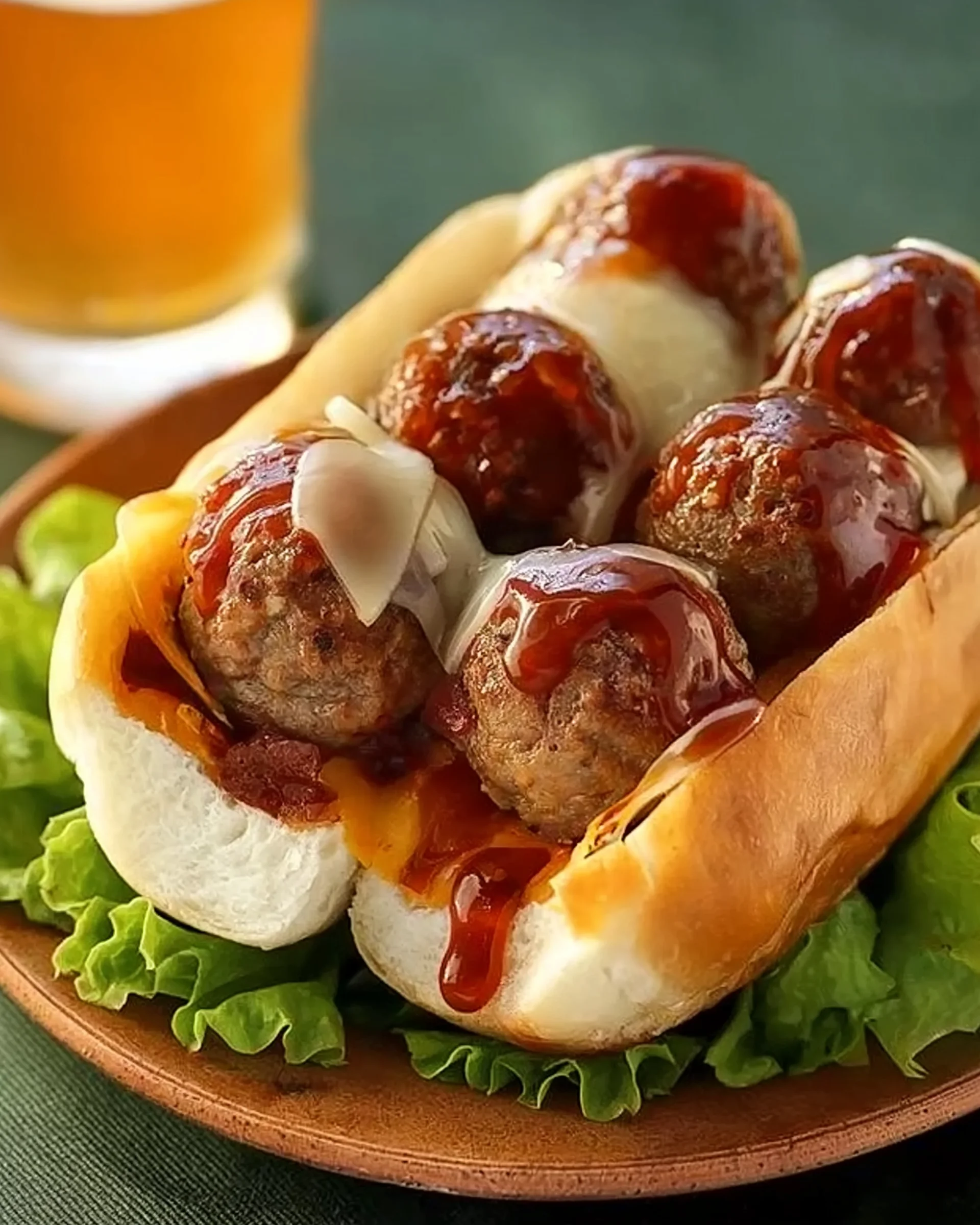 Bourbon BBQ Bacon Cheeseburger Meatball Subs Delight!