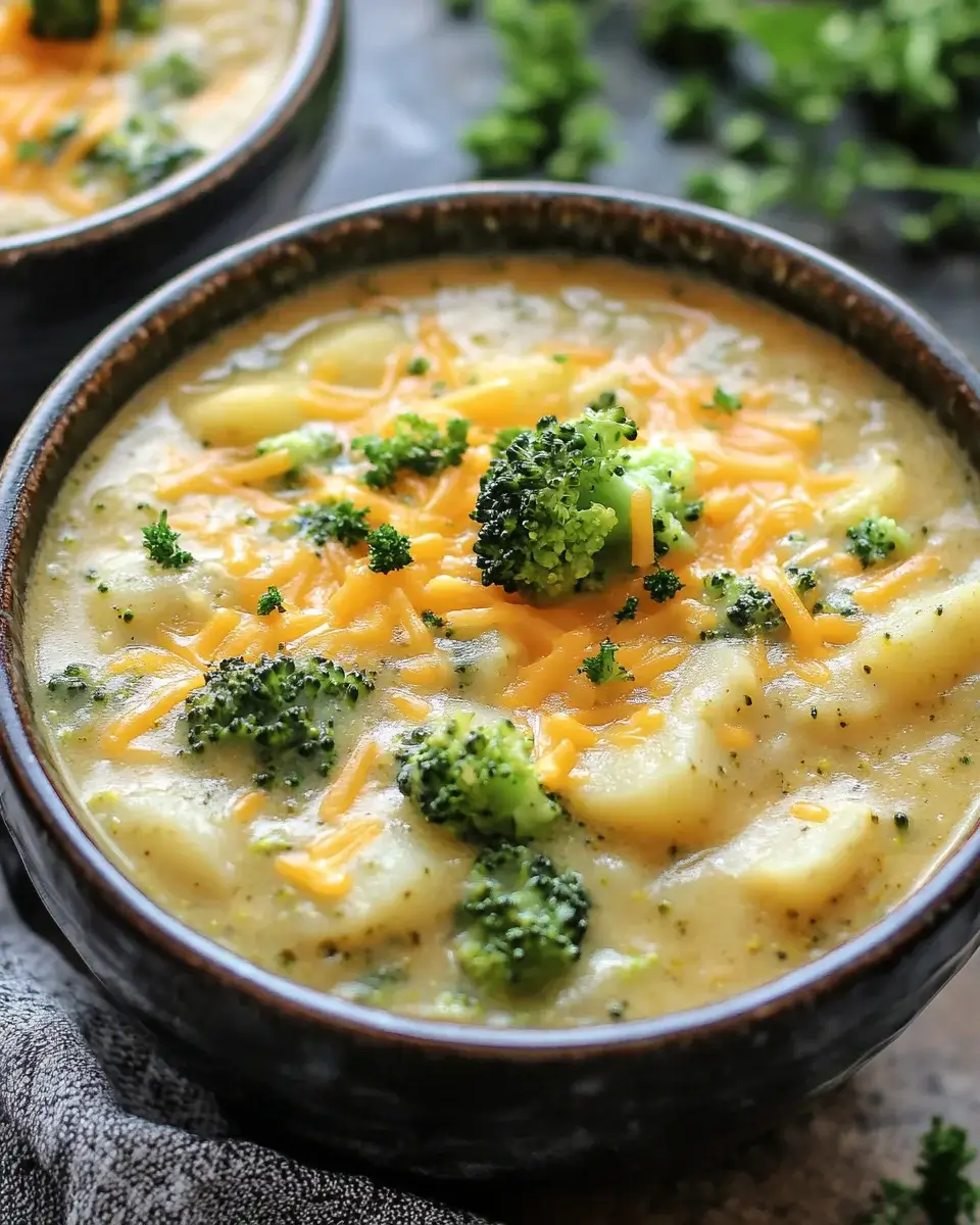 Crockpot Potato Broccoli Cheddar Soup made easy today!
