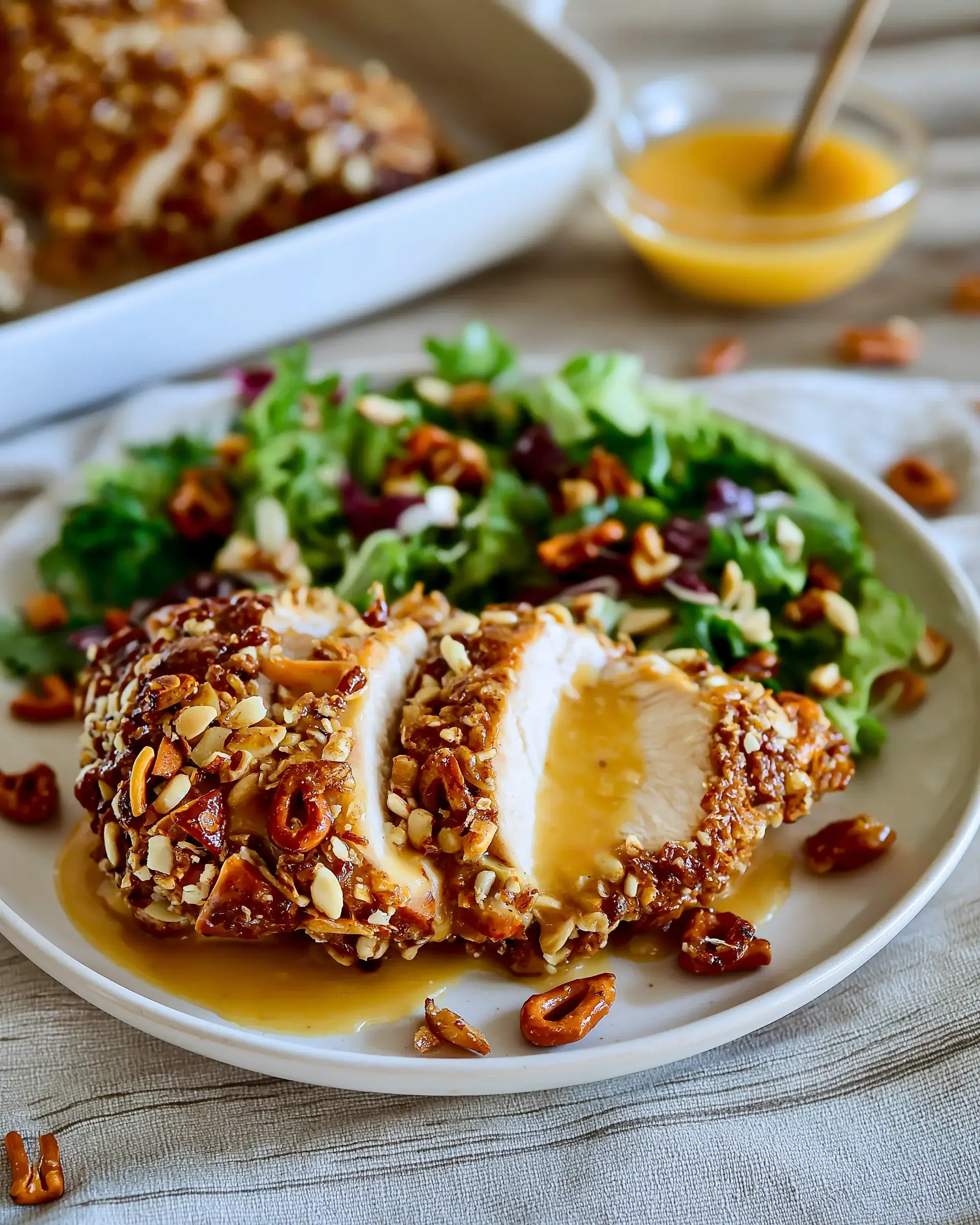 Pretzel Chicken with Mustard-Cheddar Sauce for Dinner!
