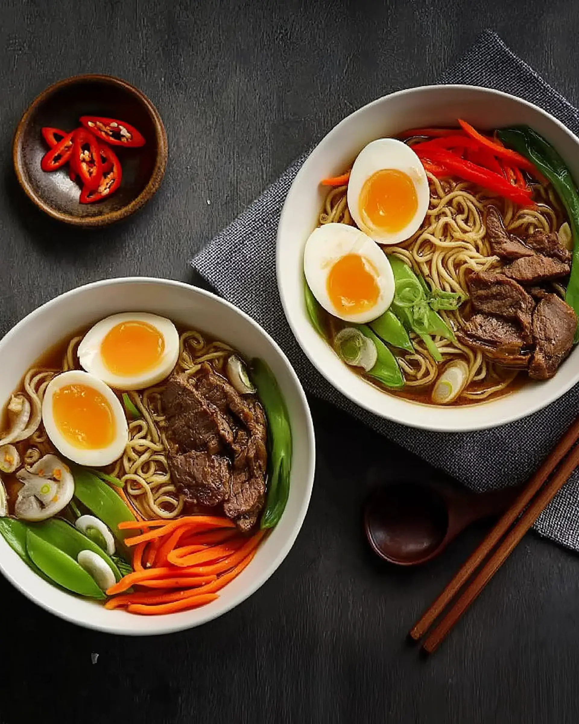 Spicy Korean Ramen with Grilled Beef & Creamy Sauce is Divine!