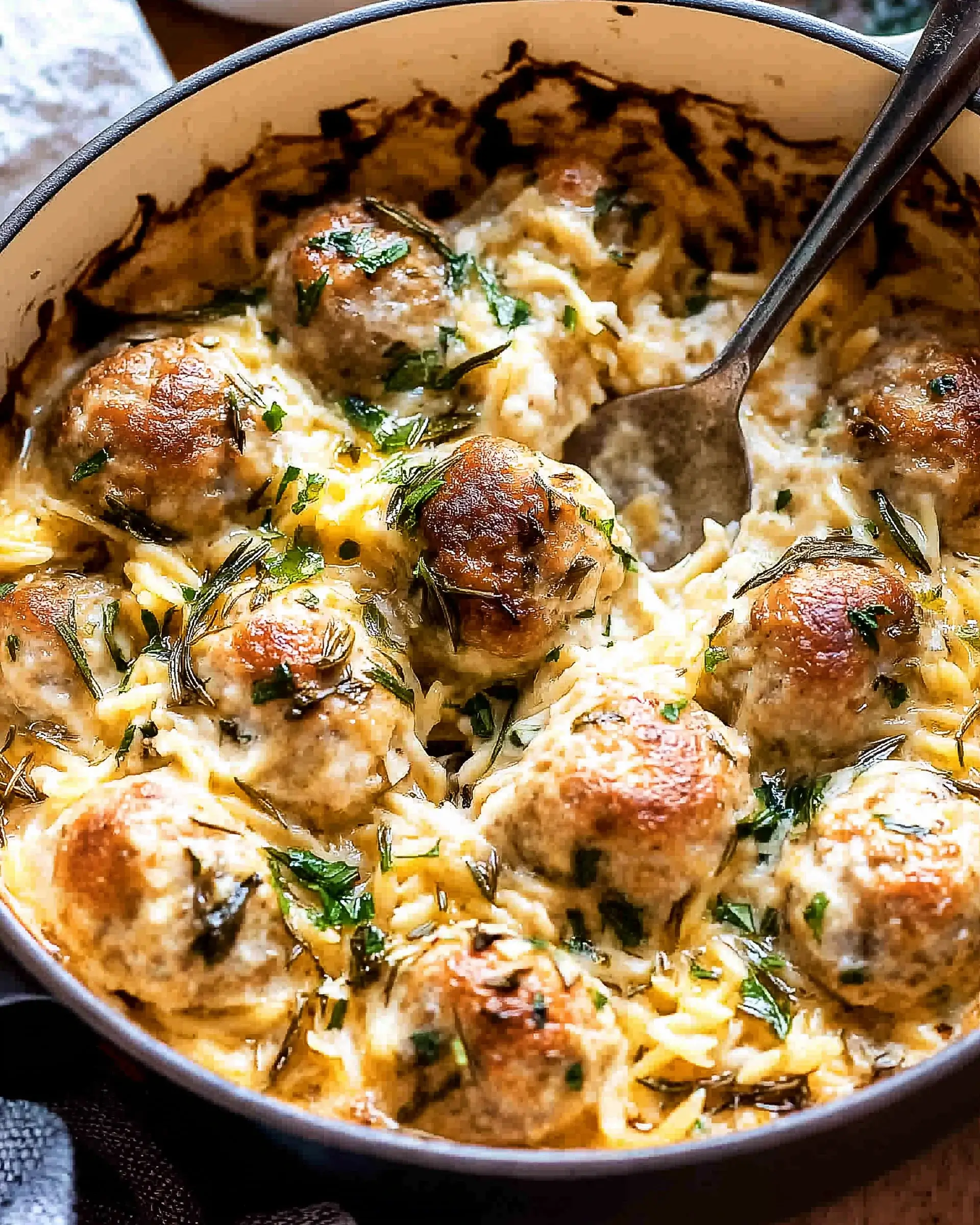 Baked Lemon Rosemary Chicken Meatballs and Creamy Orzo Recipe Revealed!