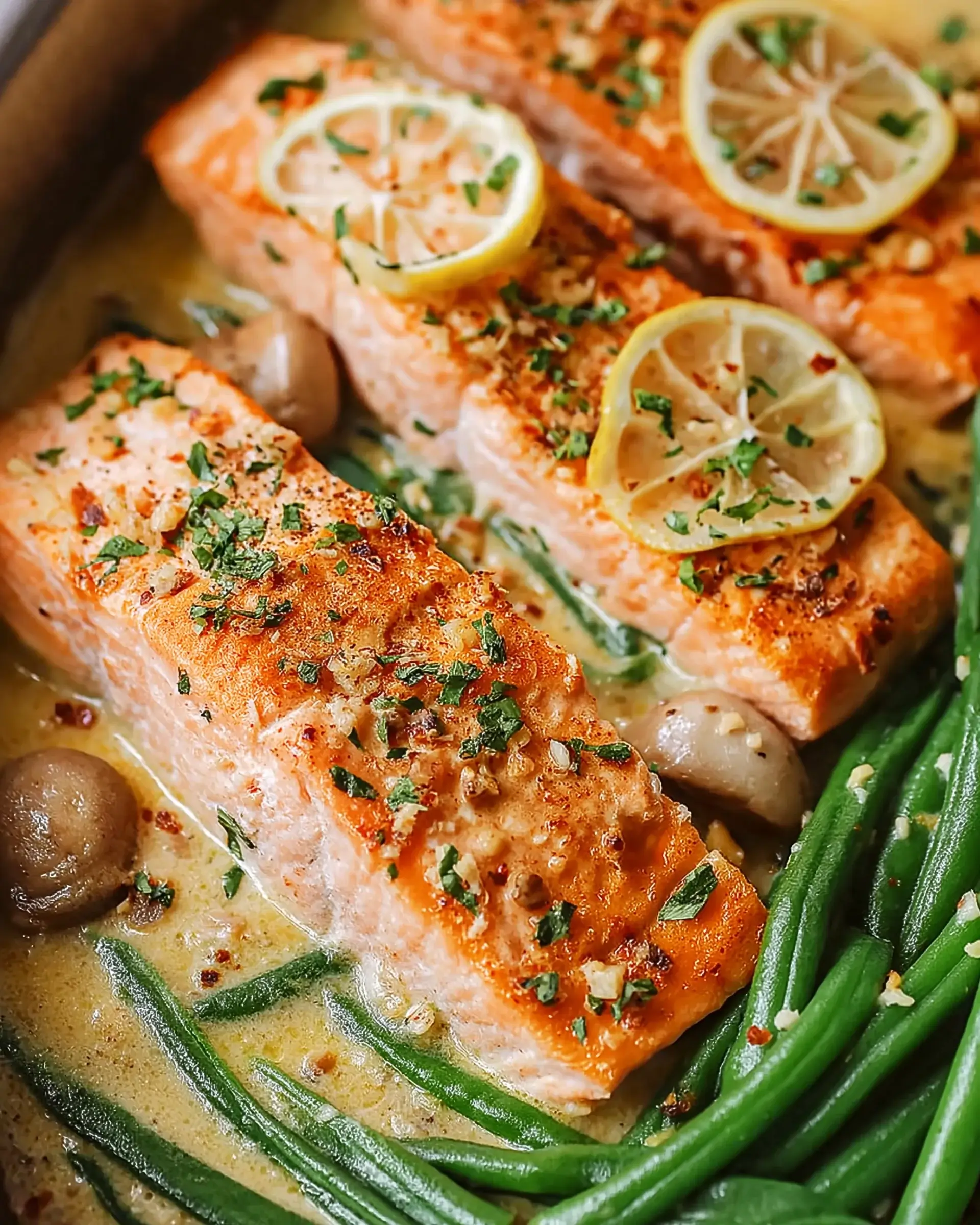 Garlic Butter Salmon with Spinach and Mushrooms Delights You!