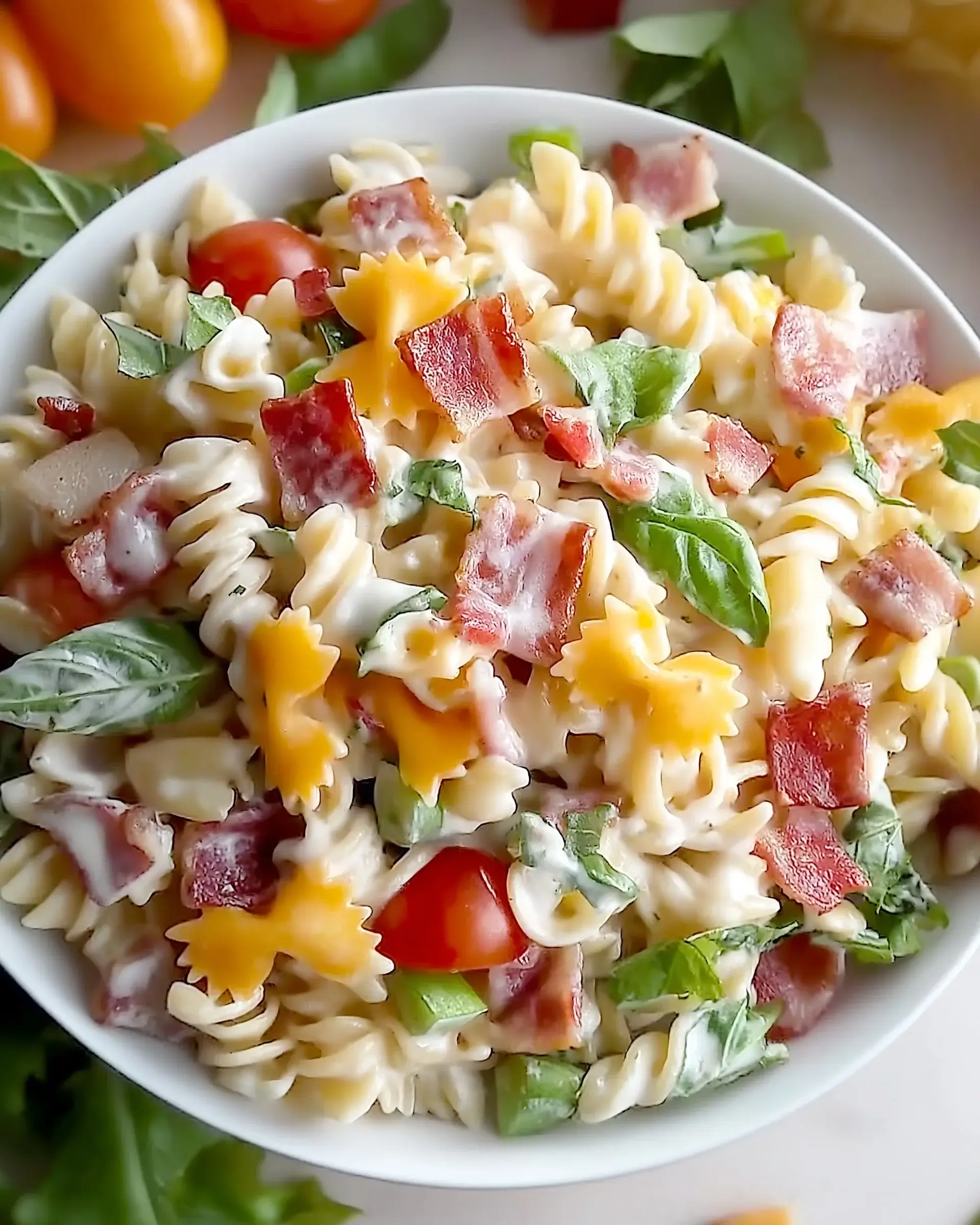 Creamy Bacon Cheddar Ranch Pasta Salad will Impress!