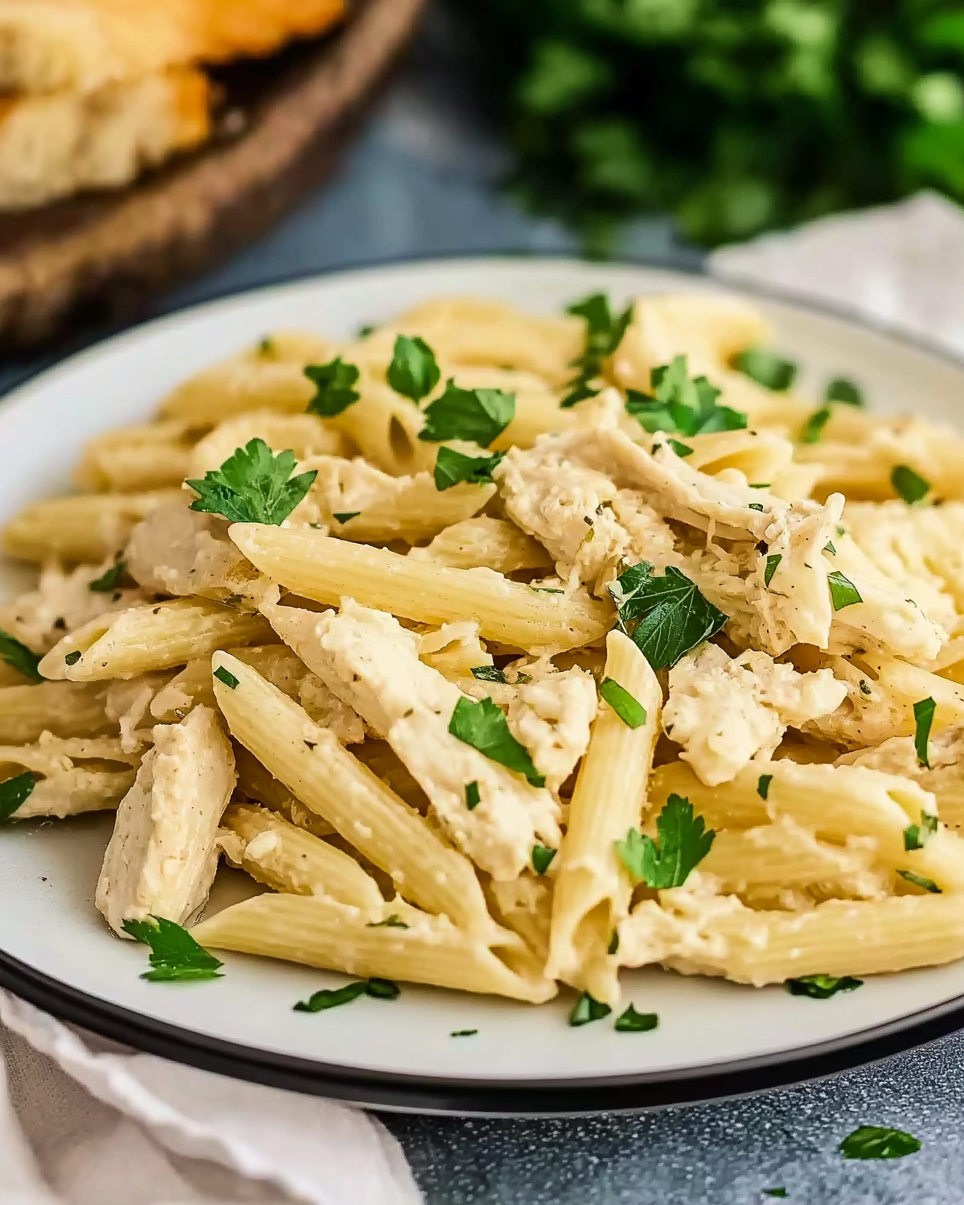 The Best Crockpot Garlic Parmesan Chicken Pasta Recipe!