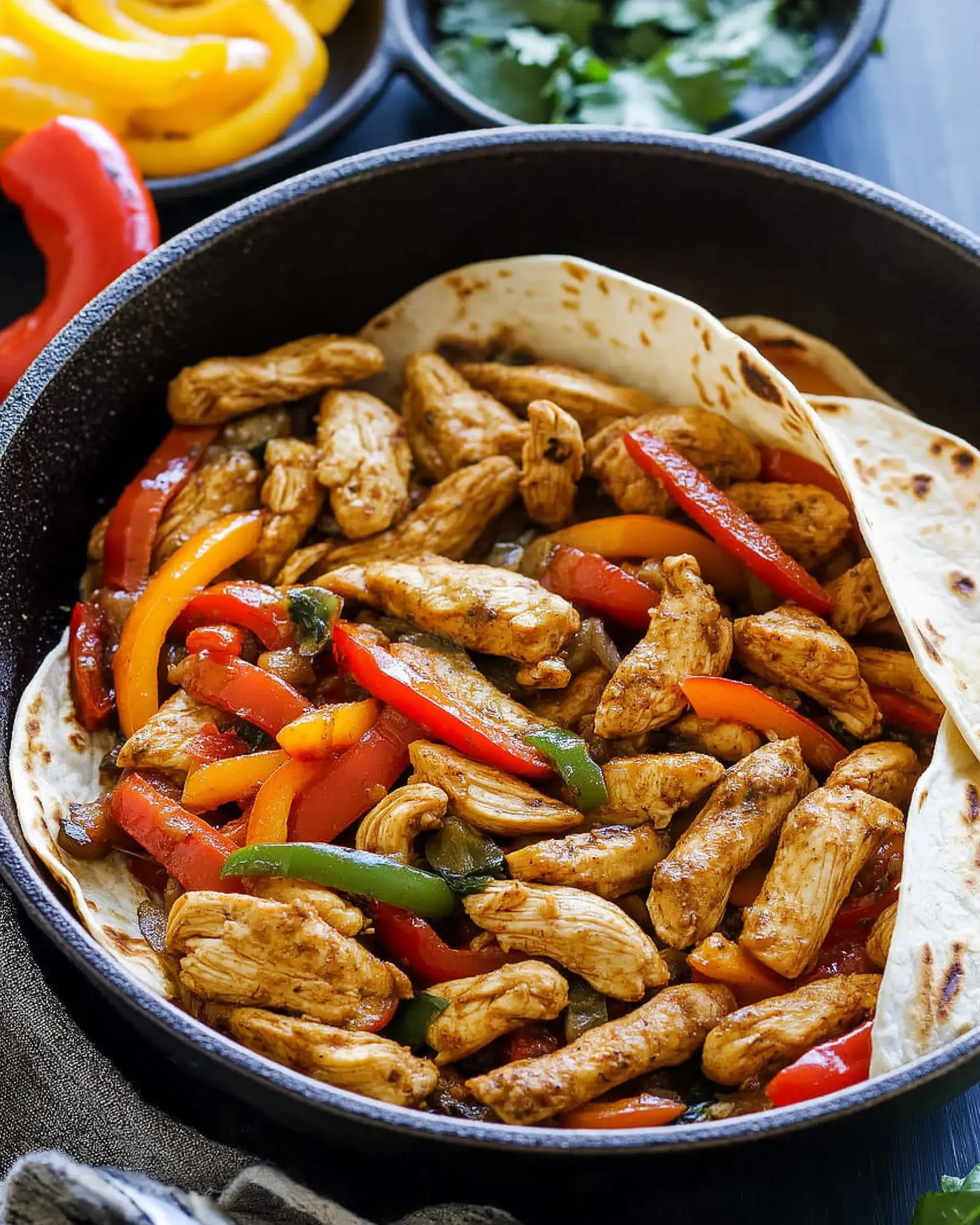 Skillet Chicken Fajitas with Creamy Jalapeño Verde Sauce made easy!