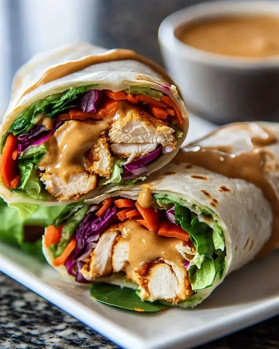 Thai Peanut Chicken Wraps with Creamy Homemade Sauce are a must-try!