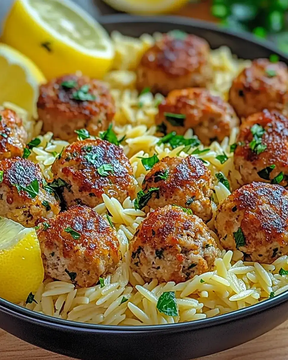 Greek Chicken Meatballs with Lemon Orzo: A Flavorful Delight!