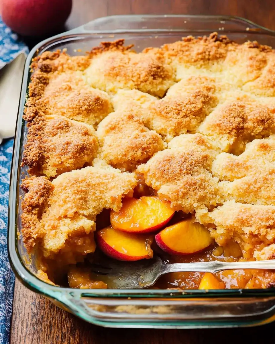 Peach Cobbler That’s Gooey Inside With A Crisp Sugary Crust Awaits!