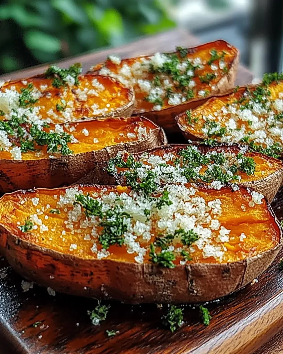Garlic Parmesan Sweet Potato Wedges that Everyone Loves!