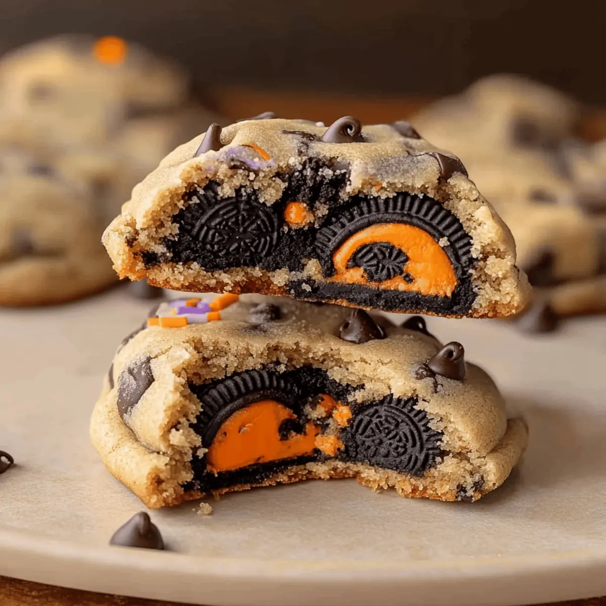 Halloween Oreo Stuffed Chocolate Chip Cookies That Wow