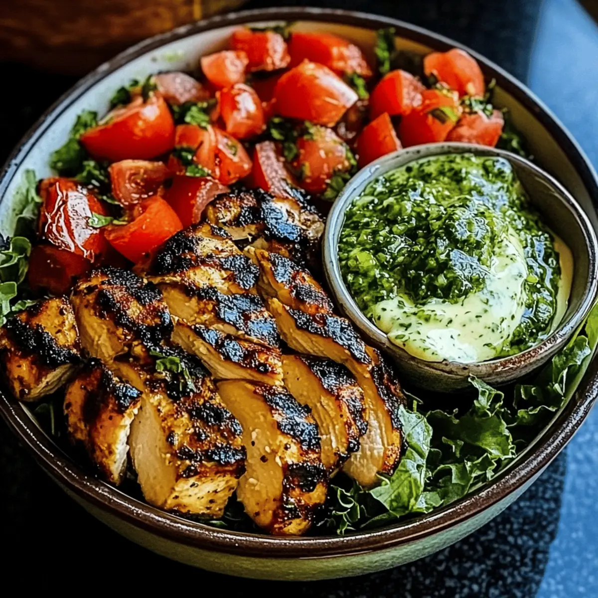 Chimichurri Grilled Chicken Bowl with Garlic Sauce Delight