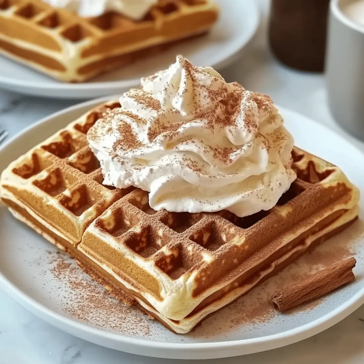 Cinnamon Waffles with Cinnamon Whipped Cream for Cozy Mornings