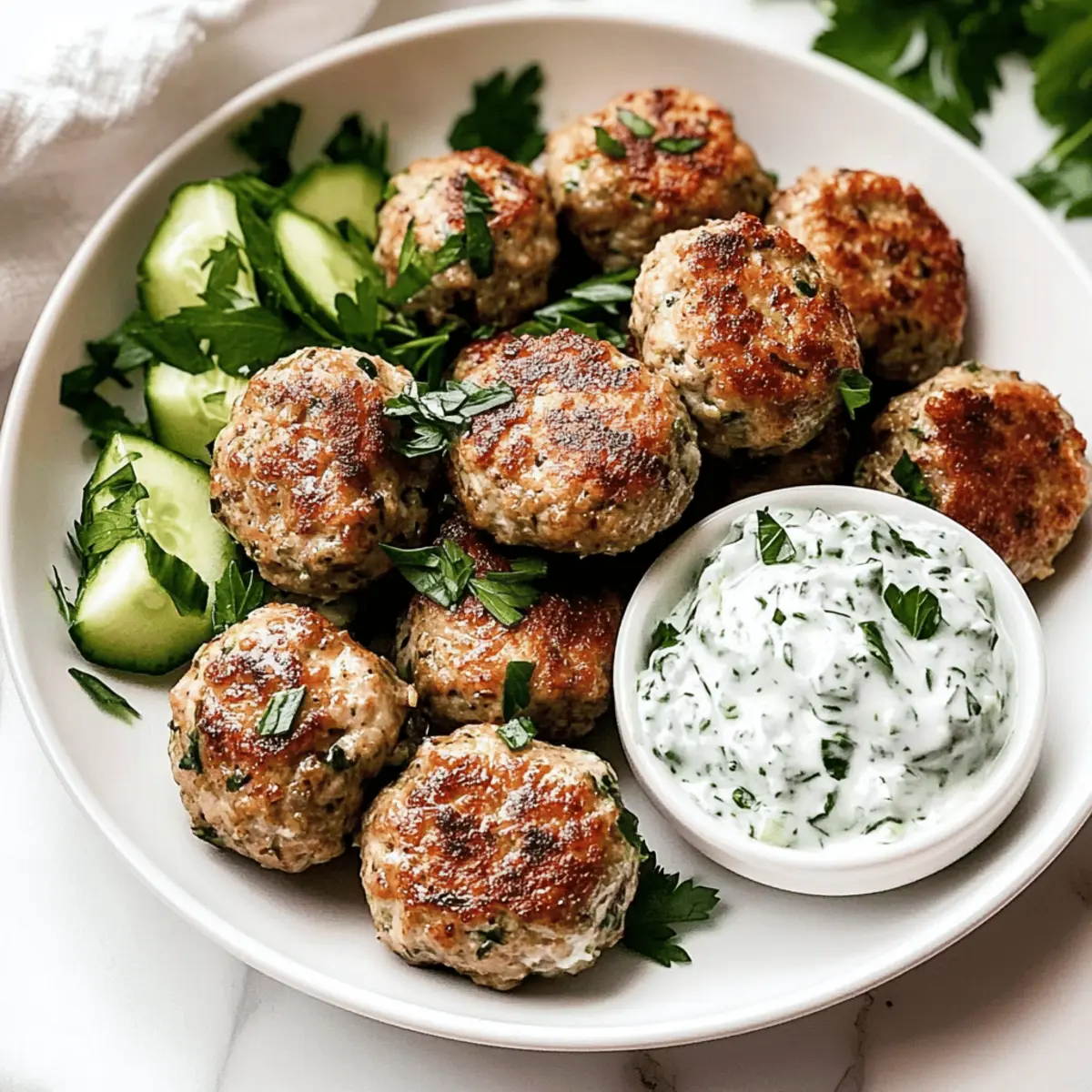 Greek Turkey Meatballs with Tzatziki for a Fresh Summer Bite