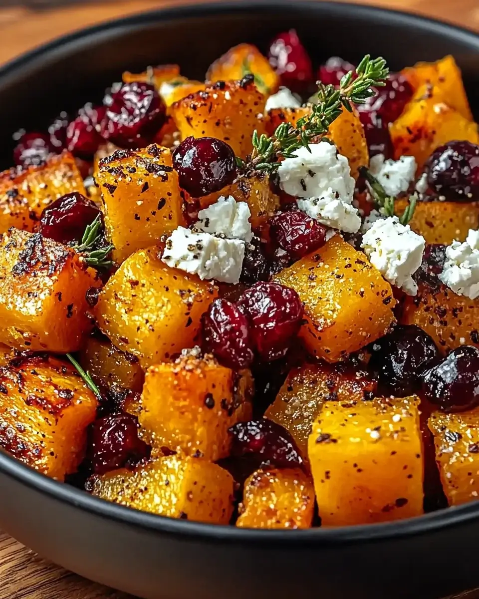 Roasted Butternut Squash with Cranberries and Feta delights your taste buds!