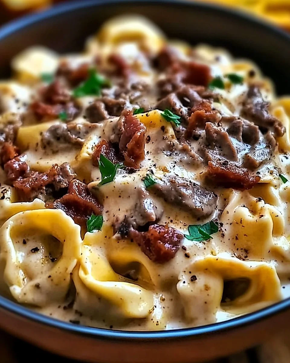 Cheesesteak Tortellini in a Rich Provolone Sauce Delight is Irresistible!