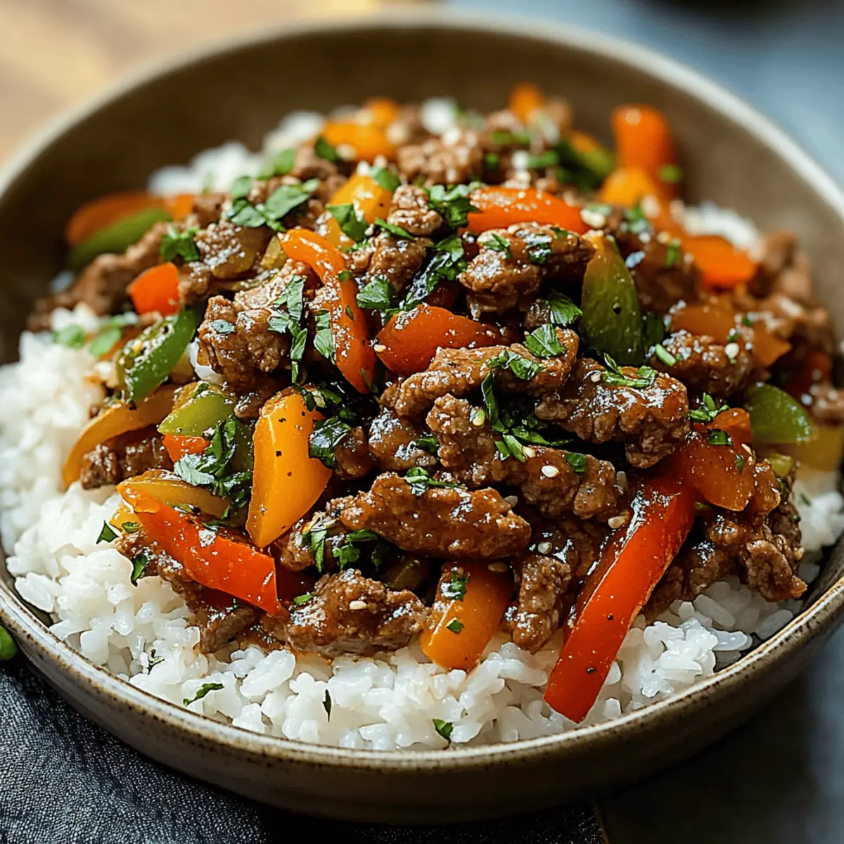 Savory Beef and Pepper Rice Bowl: A Quick Family Favorite