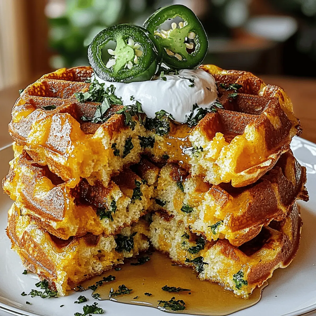 Cheddar Jalapeño Cornbread Waffles for a Spicy Breakfast Twist