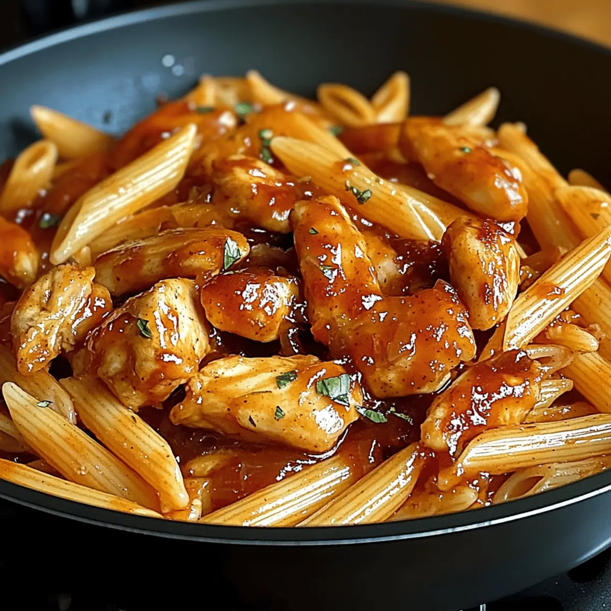 One-Pan Tangy Honey BBQ Chicken Penne for Effortless Flavor