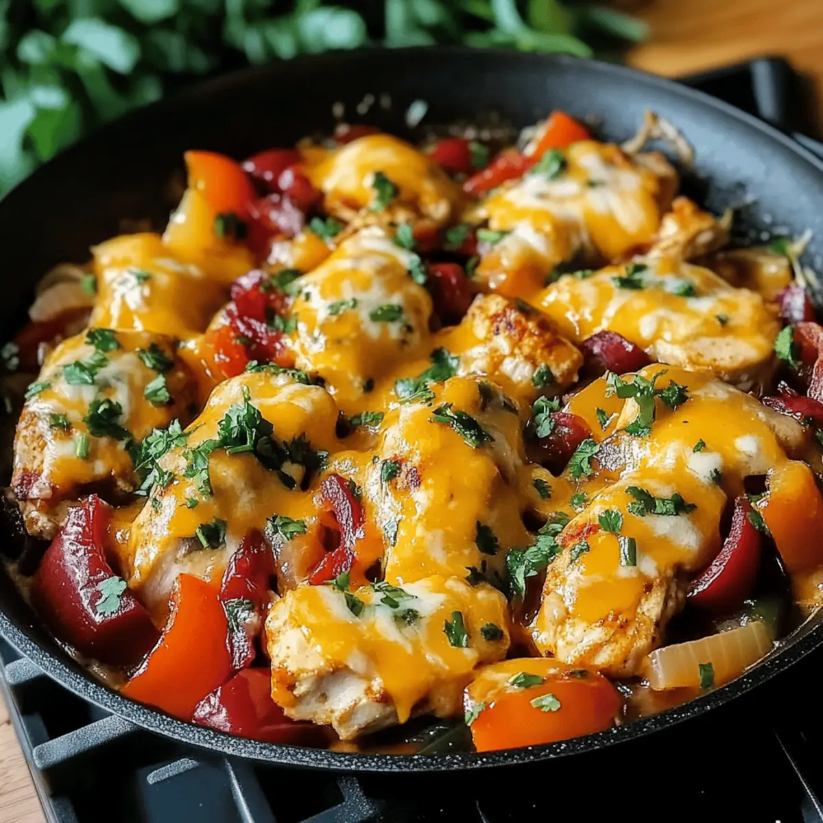 Savory Cheesy Baja Chicken & Bell Pepper Skillet Delight