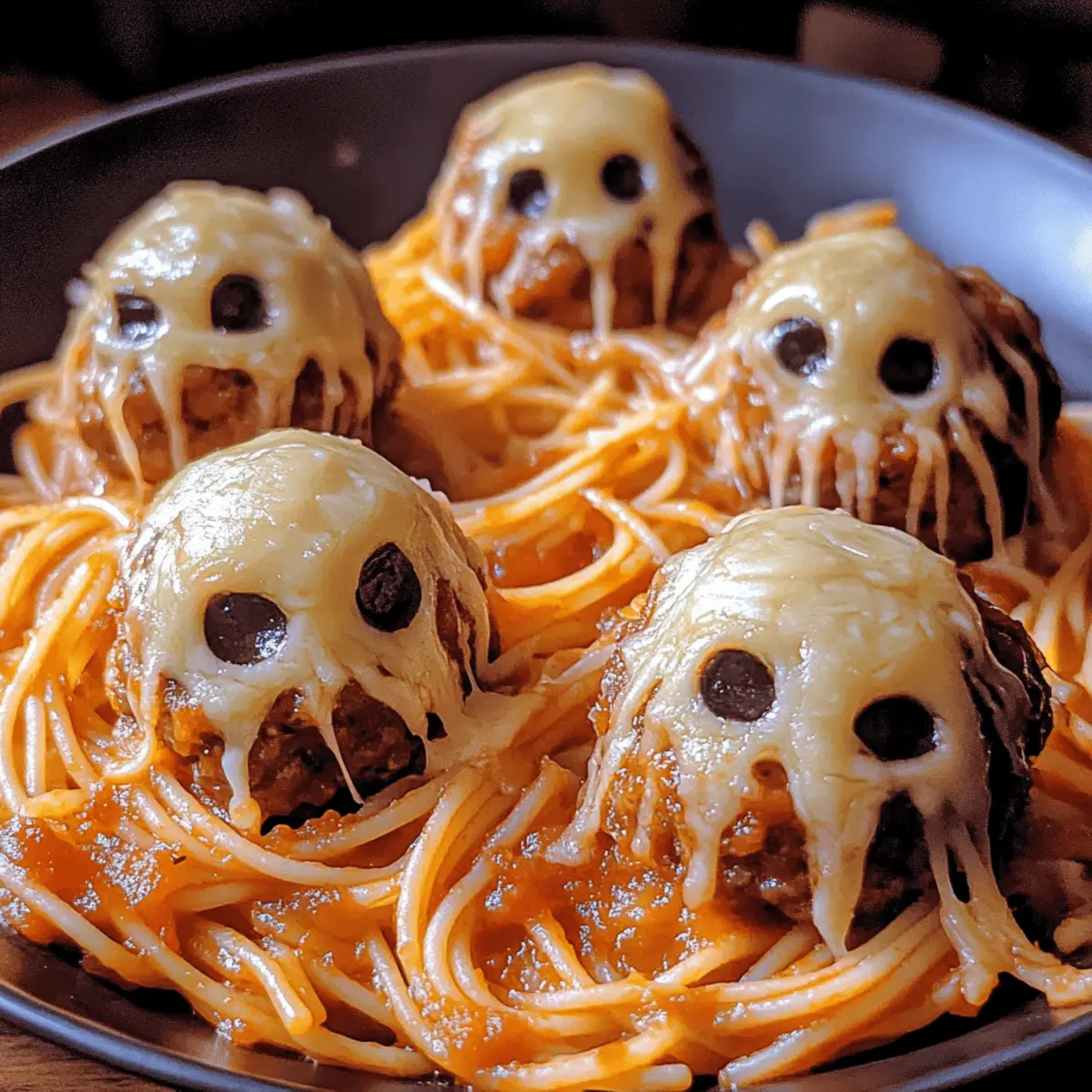 Spooky Spaghetti and Cheese Stuffed Meatballs for Halloween Fun