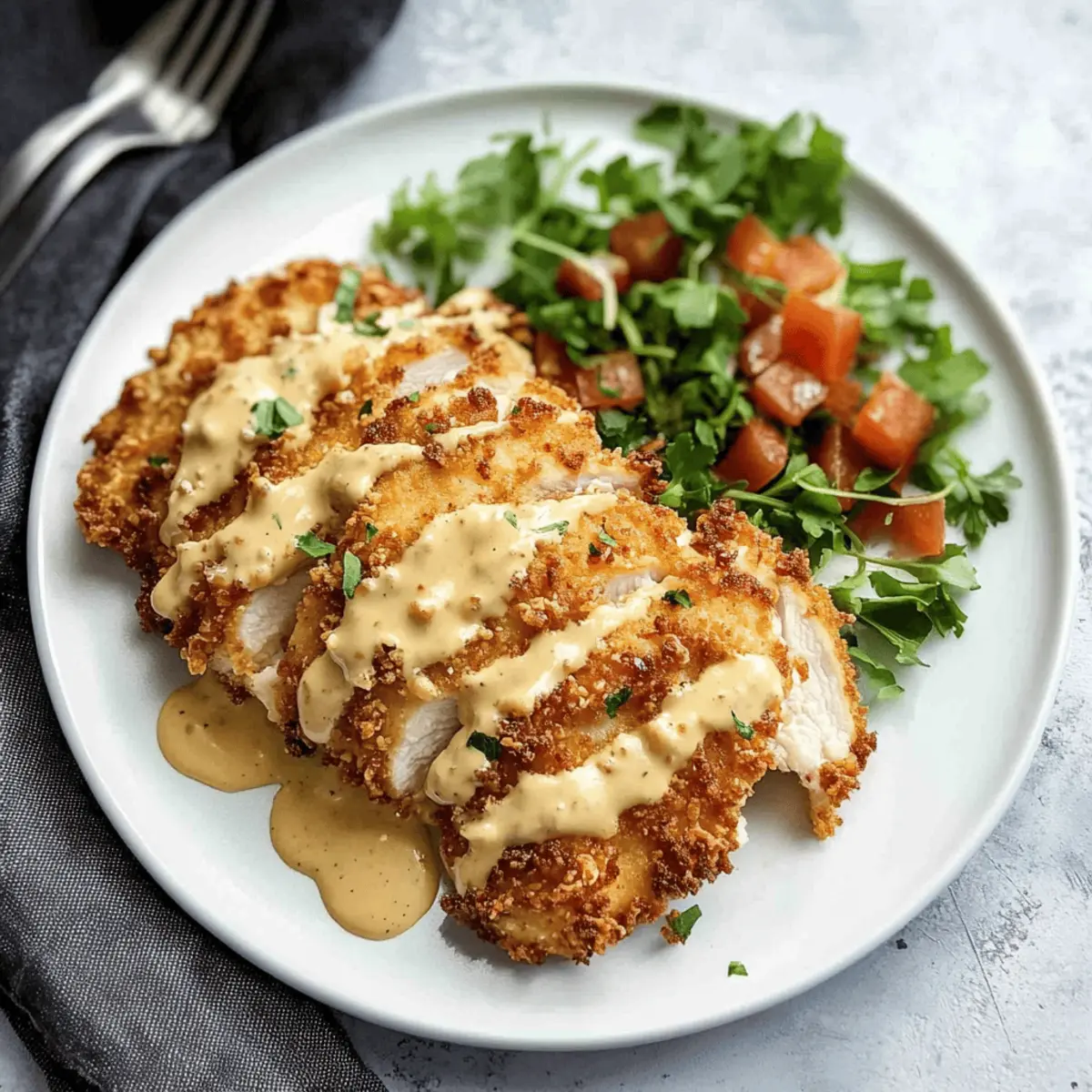 Crispy Pretzel Chicken with Mustard-Cheddar Sauce Magic