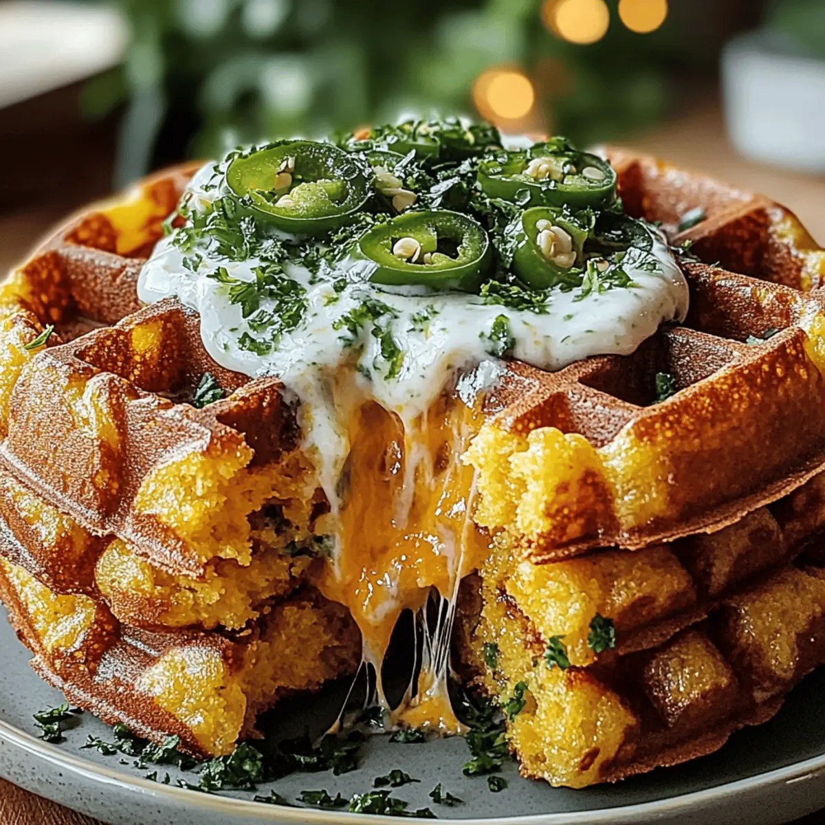Cheddar Jalapeño Cornbread Waffles for Spicy Breakfast Bliss