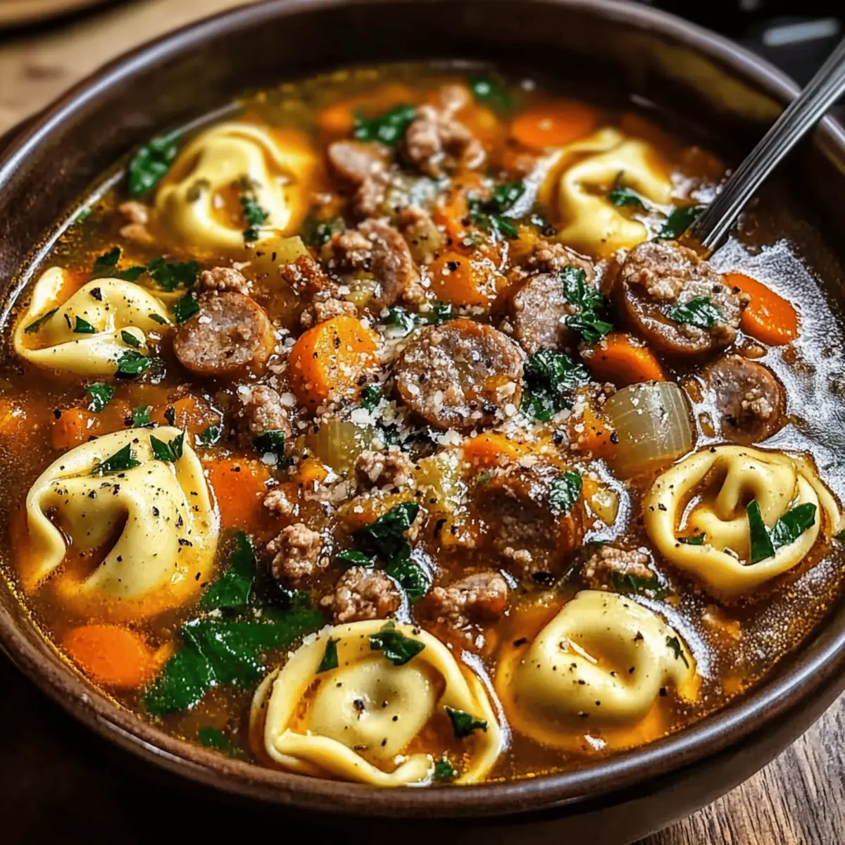 Hearty Autumn Tortellini Soup with Sausage for Cozy Nights