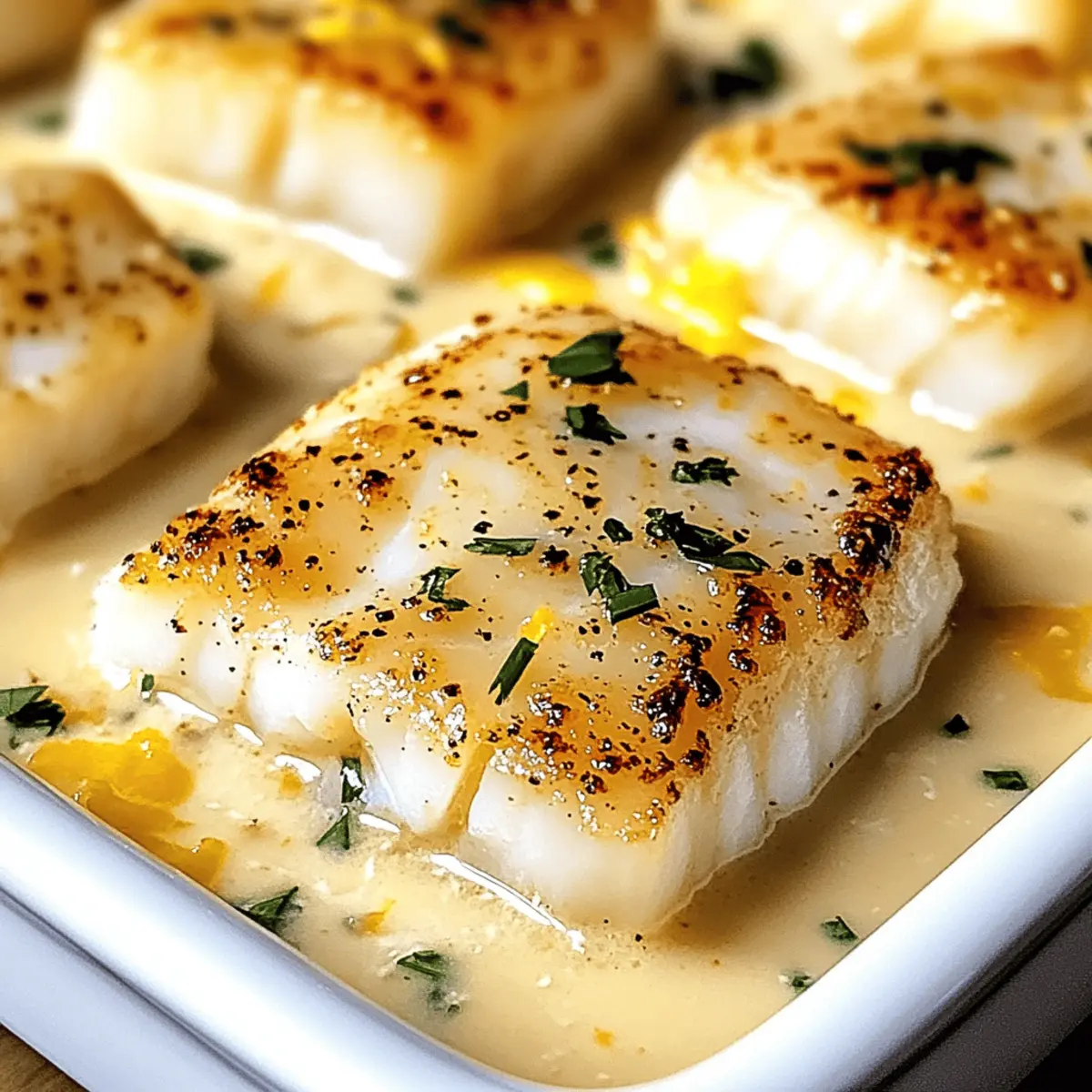 Baked Cod in Coconut Lemon Cream Sauce for a Cozy Dinner