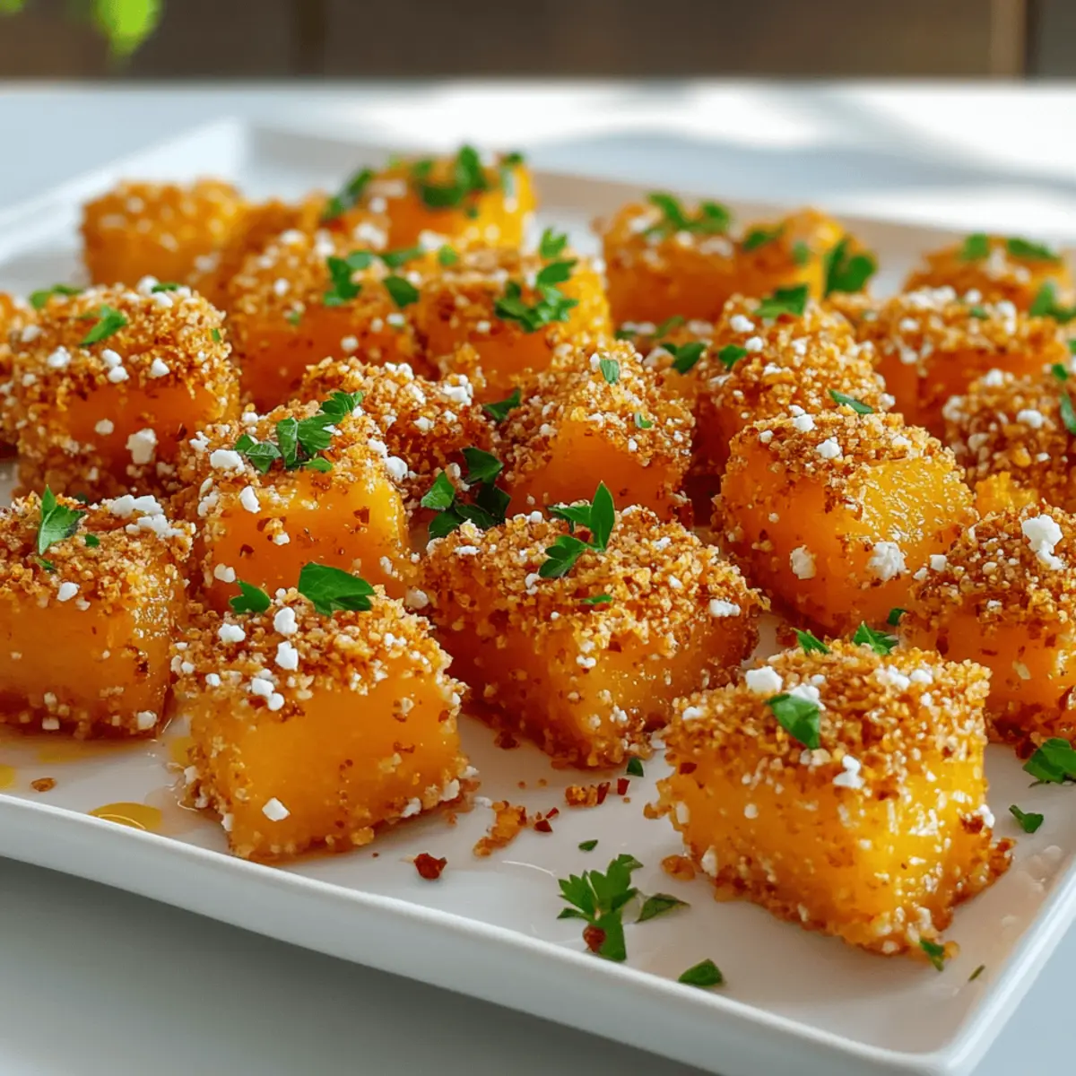 Crispy Butternut Squash Bites With Hot Honey Feta Drizzle Delight
