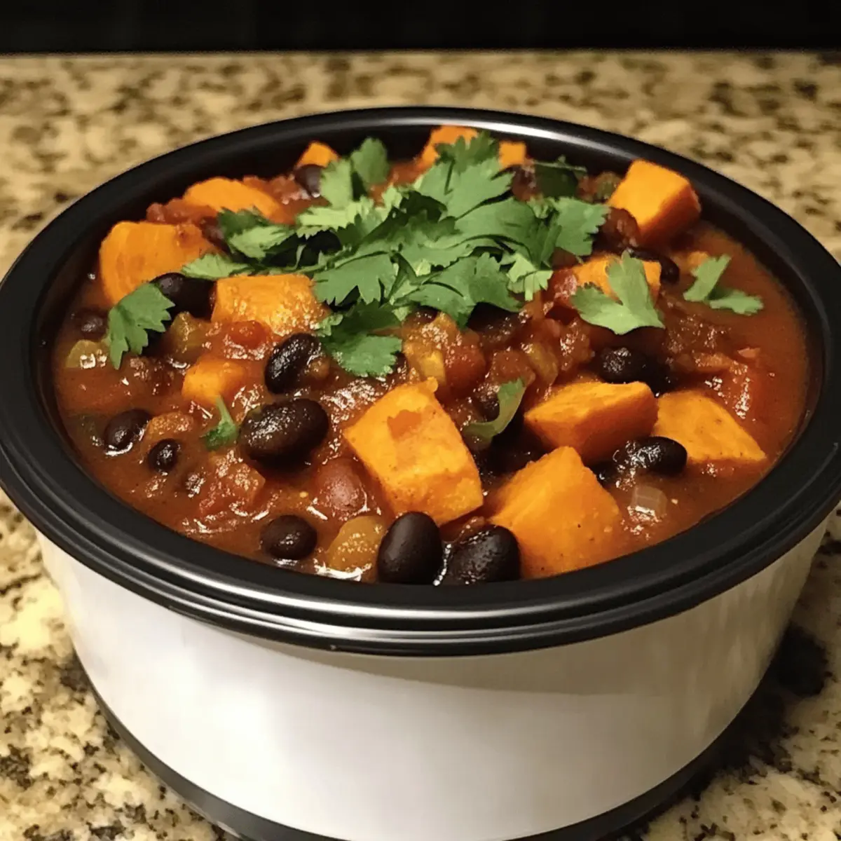 Crock Pot Sweet Potato Black Bean Chili for Cozy Nights