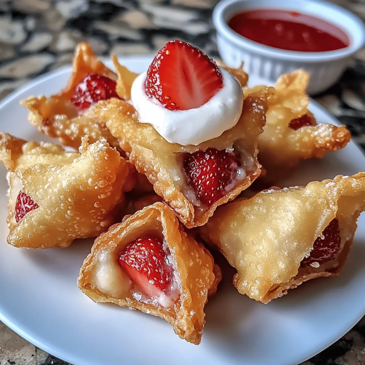 Deep-Fried Strawberry Cheesecake Stuffed Wonton Bites Bliss