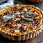 Pumpkin, Ricotta & Caramelized Onion Tart with Bacon and Sage