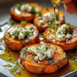 Roasted Sweet Potato Rounds with Honey & Feta