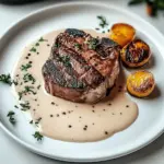 Steak with Haunted Bourbon Garlic Cream Sauce