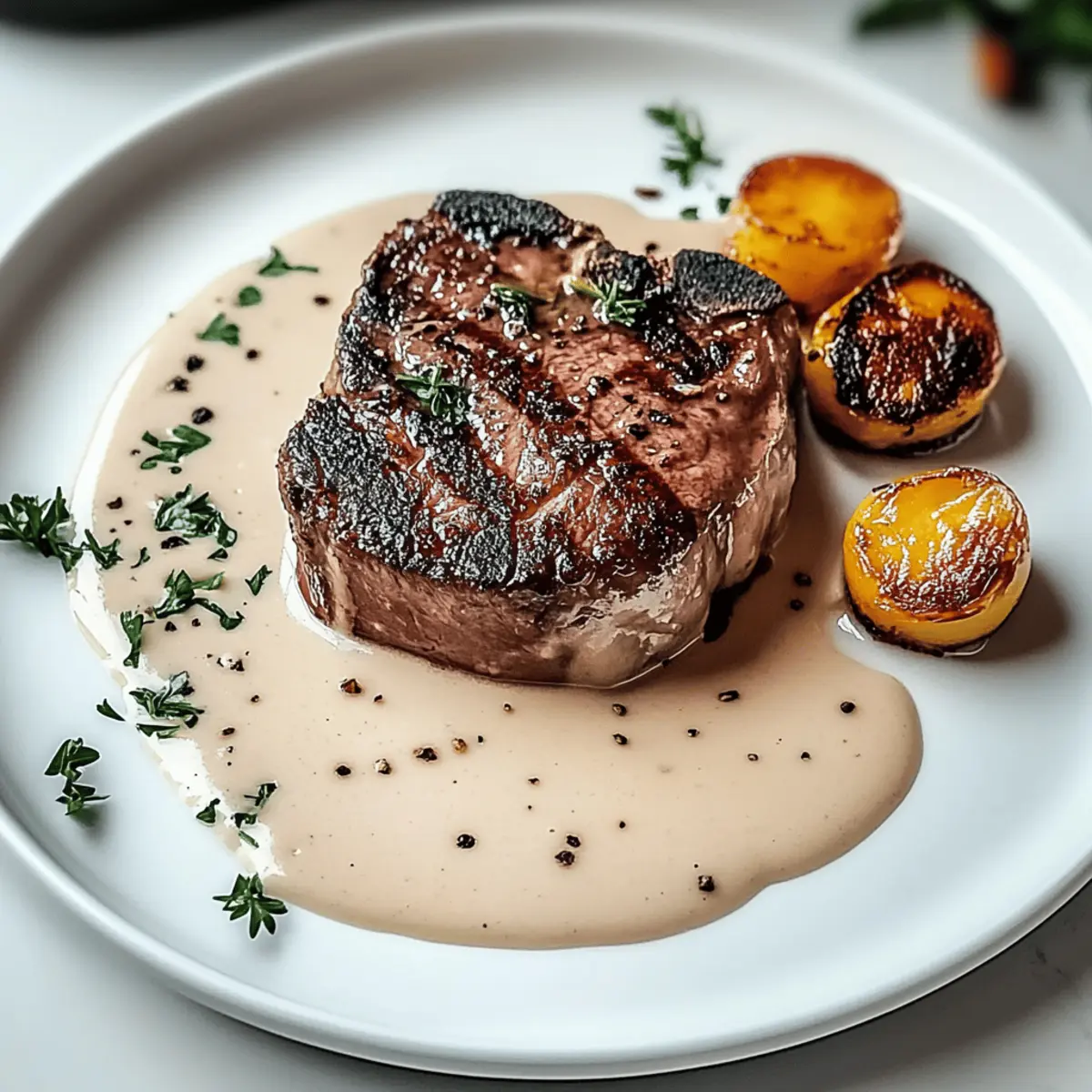 Steak with Haunted Bourbon Garlic Cream Sauce for Spooky Flavors
