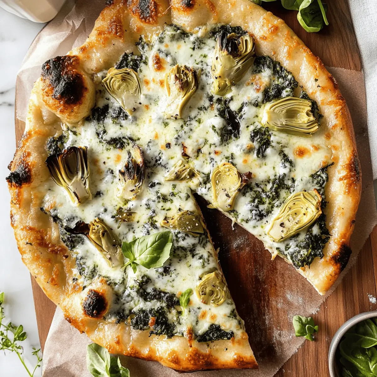 Artichoke Pizza with Spinach Parmesan Cream Sauce Bliss