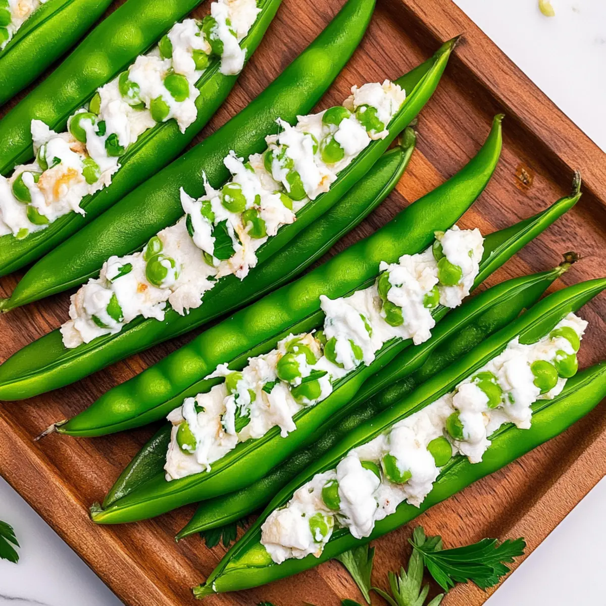 Crab and Cream Cheese Stuffed Snow Peas: A Classy Delight