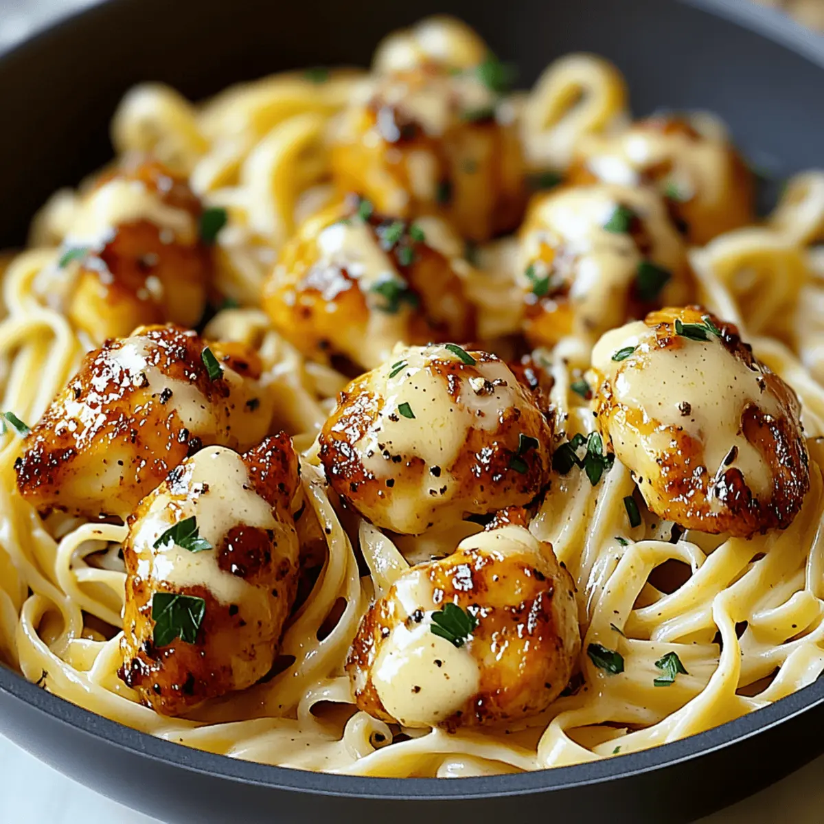 Garlic Butter Chicken Bites with Creamy Parmesan Pasta Bliss