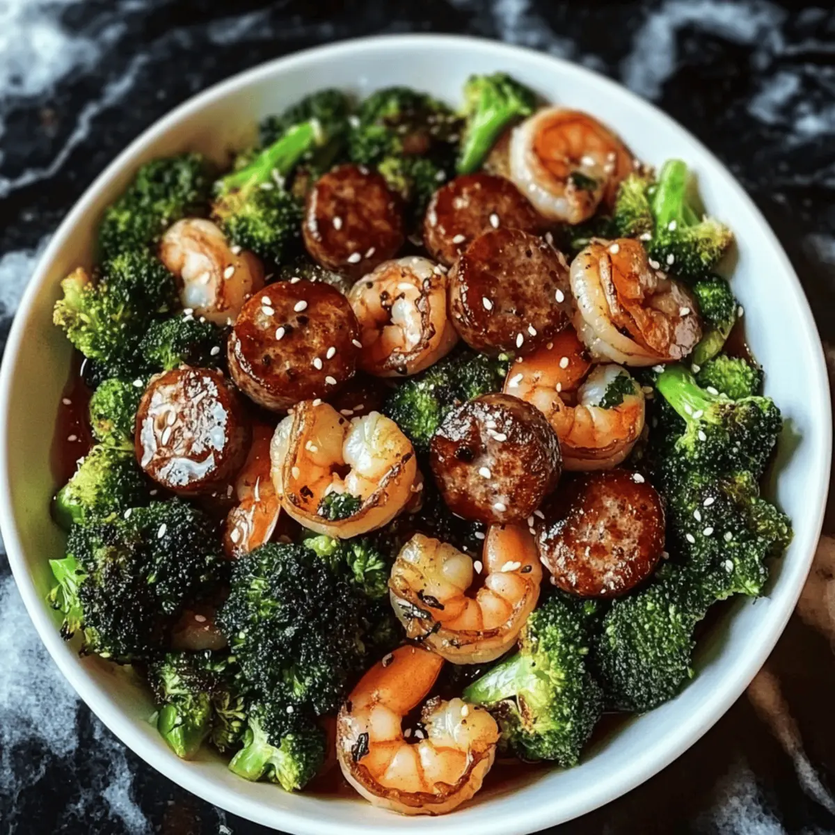 Delicious Honey Garlic Shrimp and Sausage Broccoli Skillet