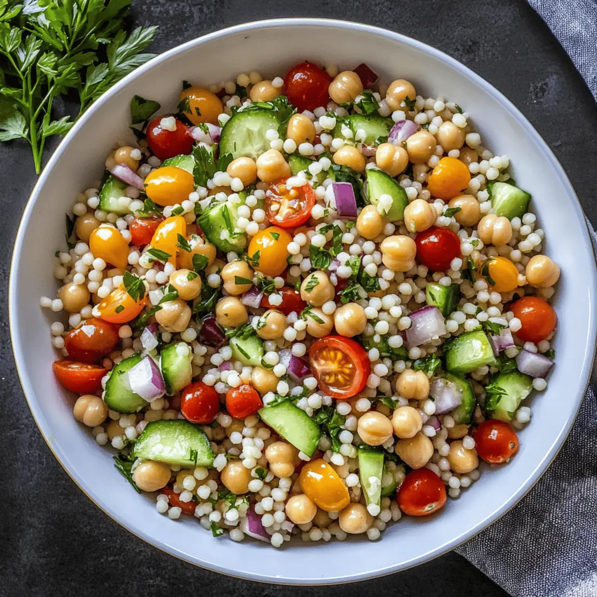 Vibrant Israeli Couscous Salad with Fresh Veggies and Herbs