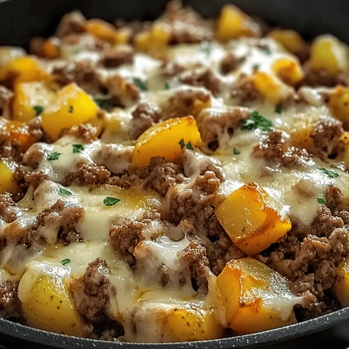 One-Pan Cheesy Meat & Potato Skillet Heaven in Minutes