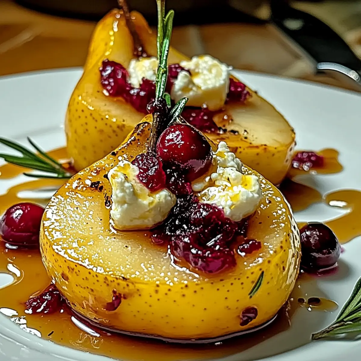 Indulge in Baked Pears with Goat Cheese, Honey, and Cranberries