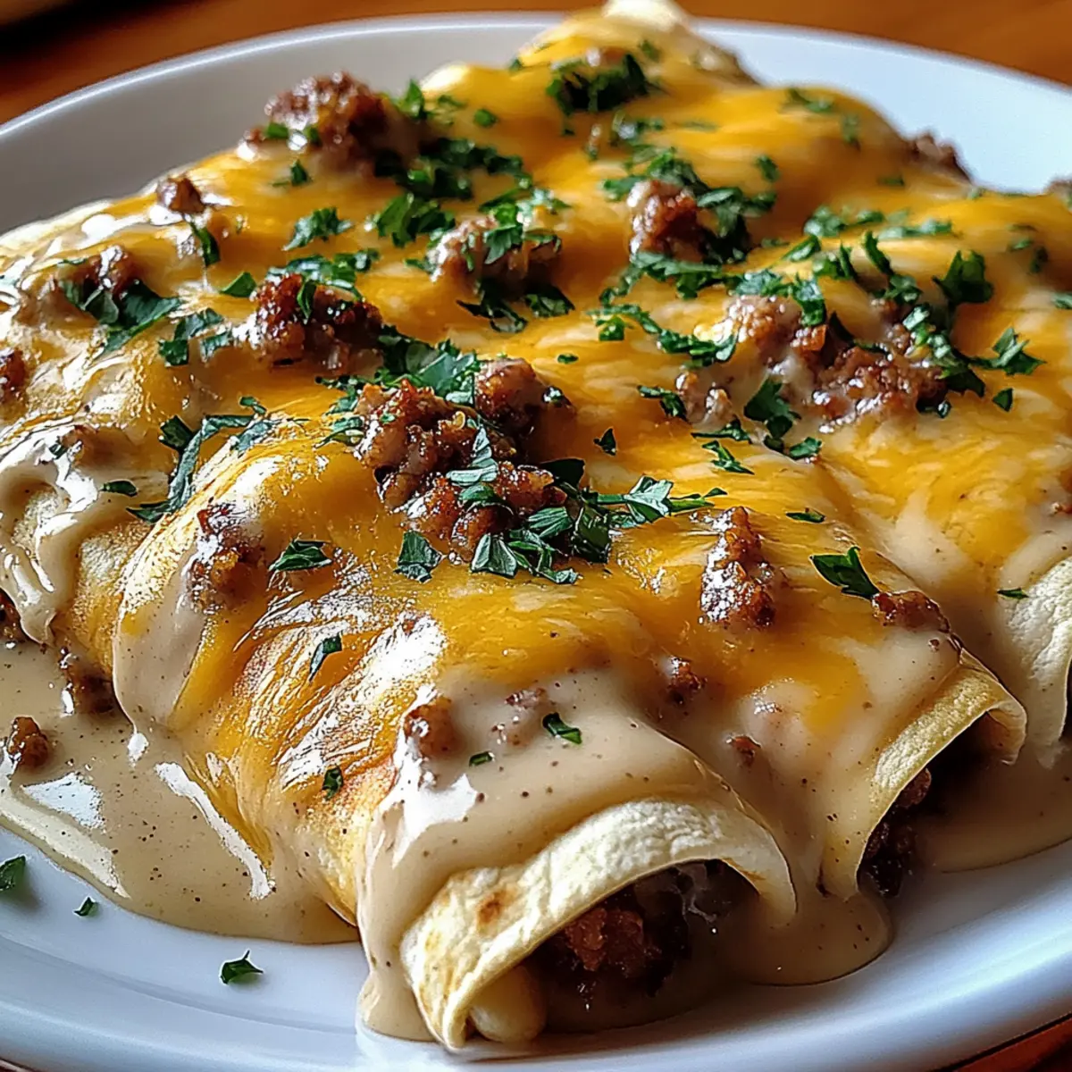 Southern Breakfast Enchiladas with Sausage Gravy Delight