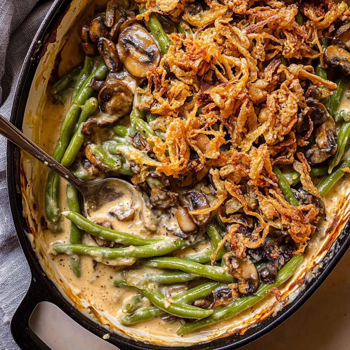 Creamy Homemade Green Bean Casserole with a Fun Twist