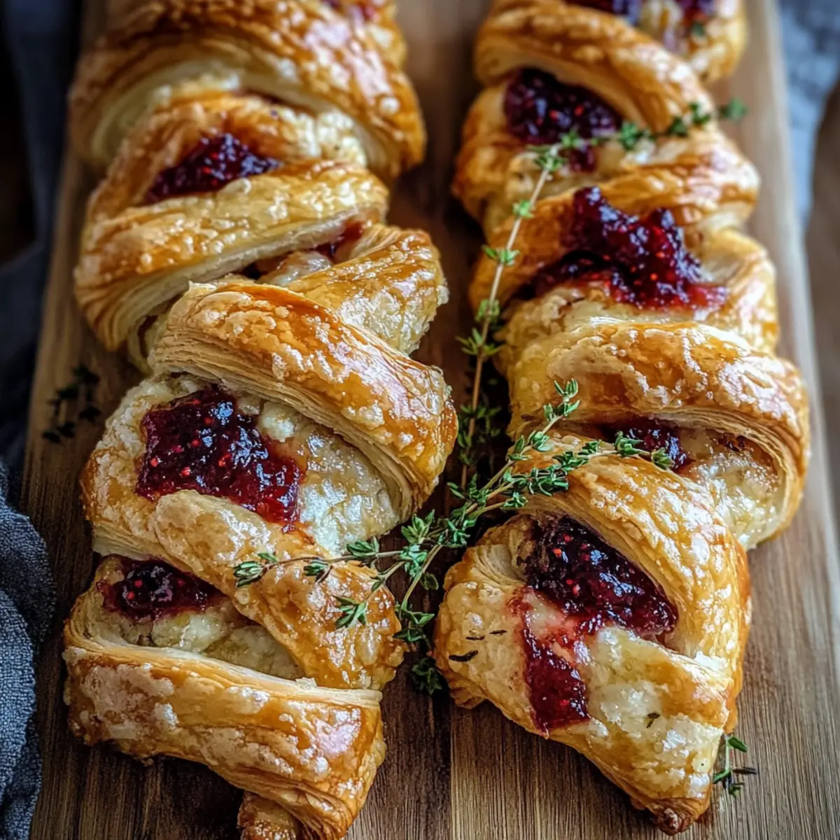 Cranberry Brie and Thyme Puff Pastry Twists for Effortless Elegance