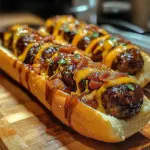 Bourbon BBQ Bacon Cheeseburger Meatball Subs