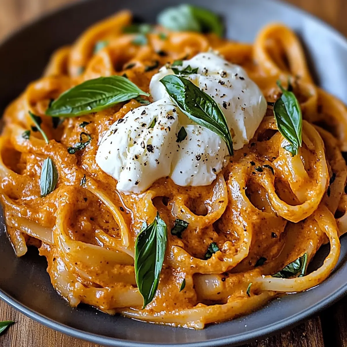 Creamy Red Pepper Pasta with Burrata & Herbs in 30 Minutes