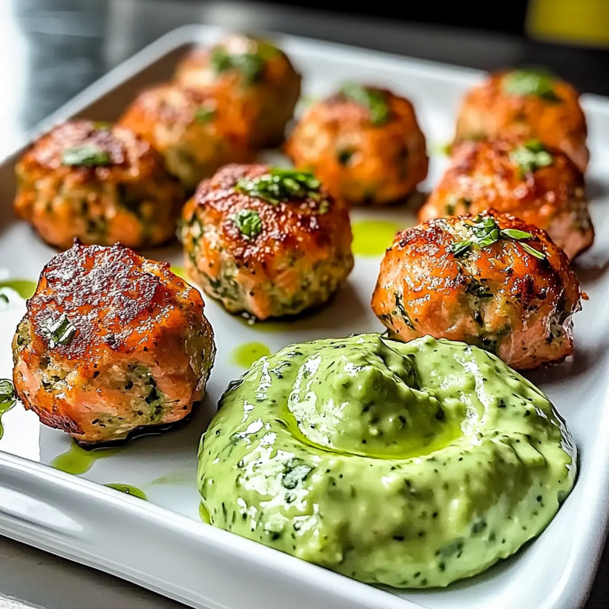 Baked Salmon Meatballs with Creamy Avocado Sauce You’ll Love